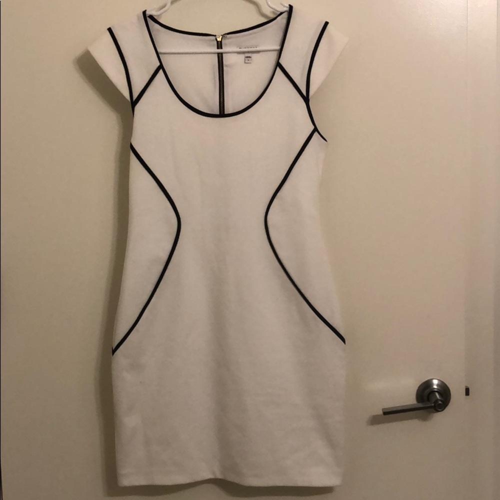 White dress with black pattern